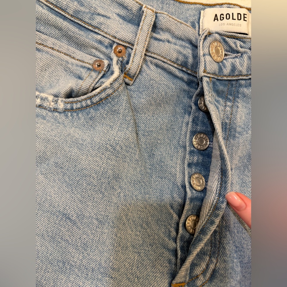 Agolde Riley Crop Straight Leg Button Fly Light‎ Wash Jeans Size 25 - Picture 4 of 8